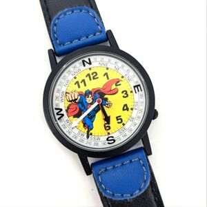 Superman The Man of Steel Blue Black Leather Band 1991 Vintage Compass Watch